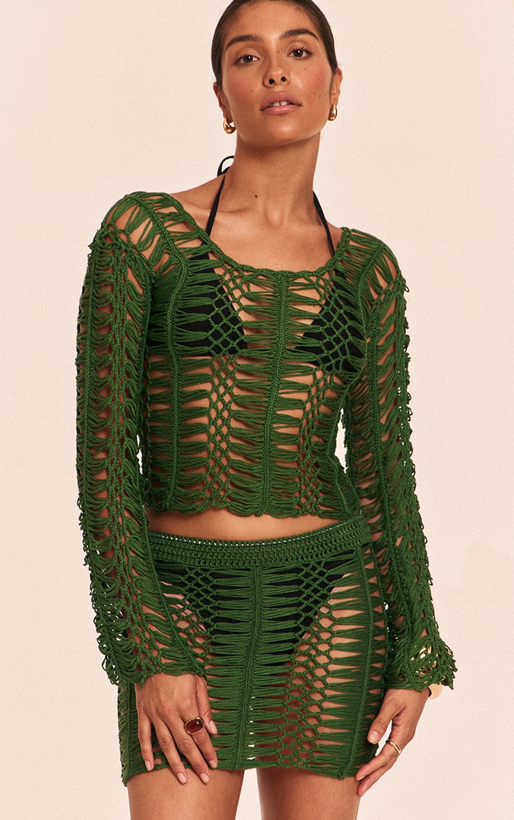 Petite Emerald Green Knit Mini Skirt image 1