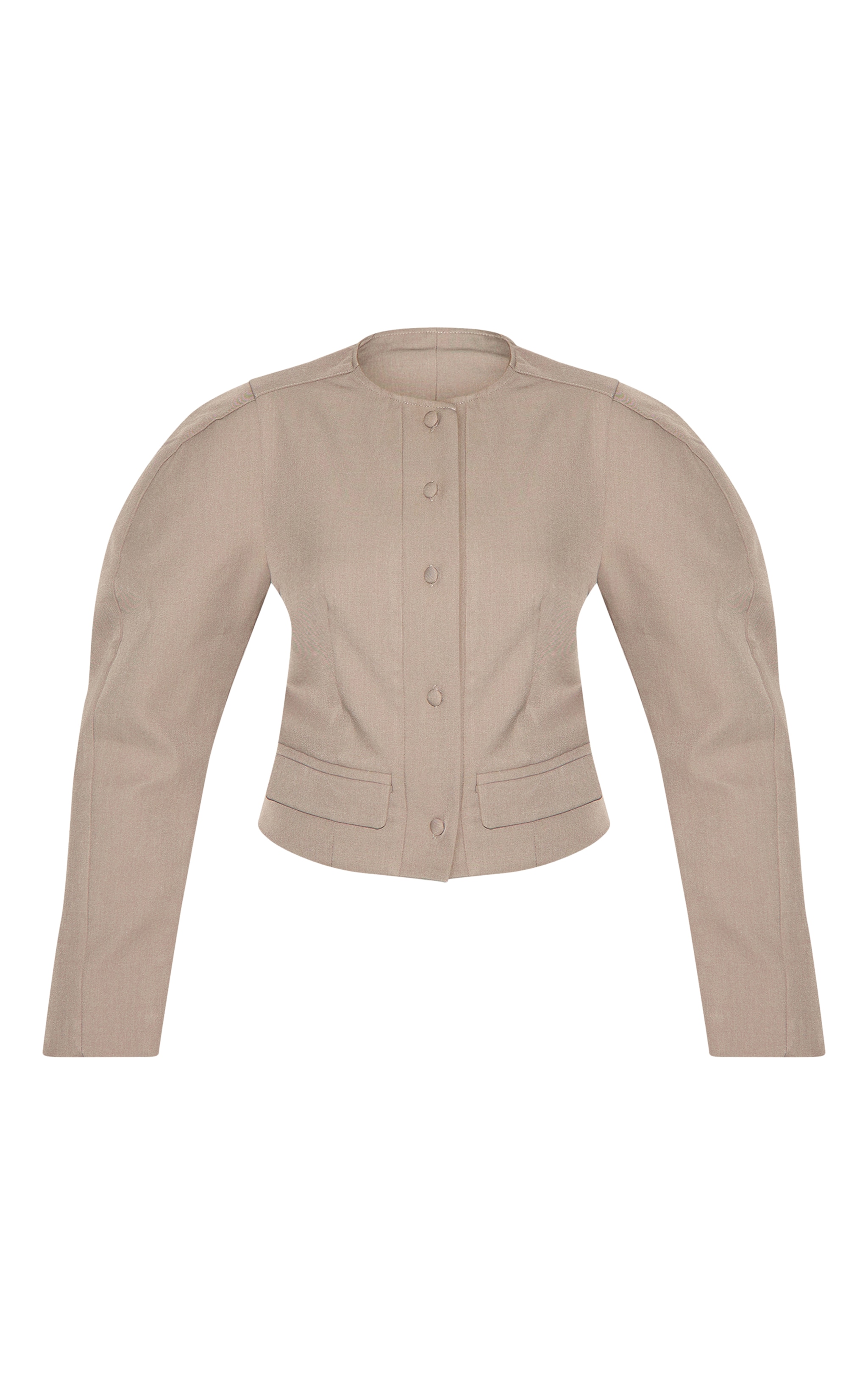  Mushroom Tailored Cocoon Sleeve Cropped Blazer image 5