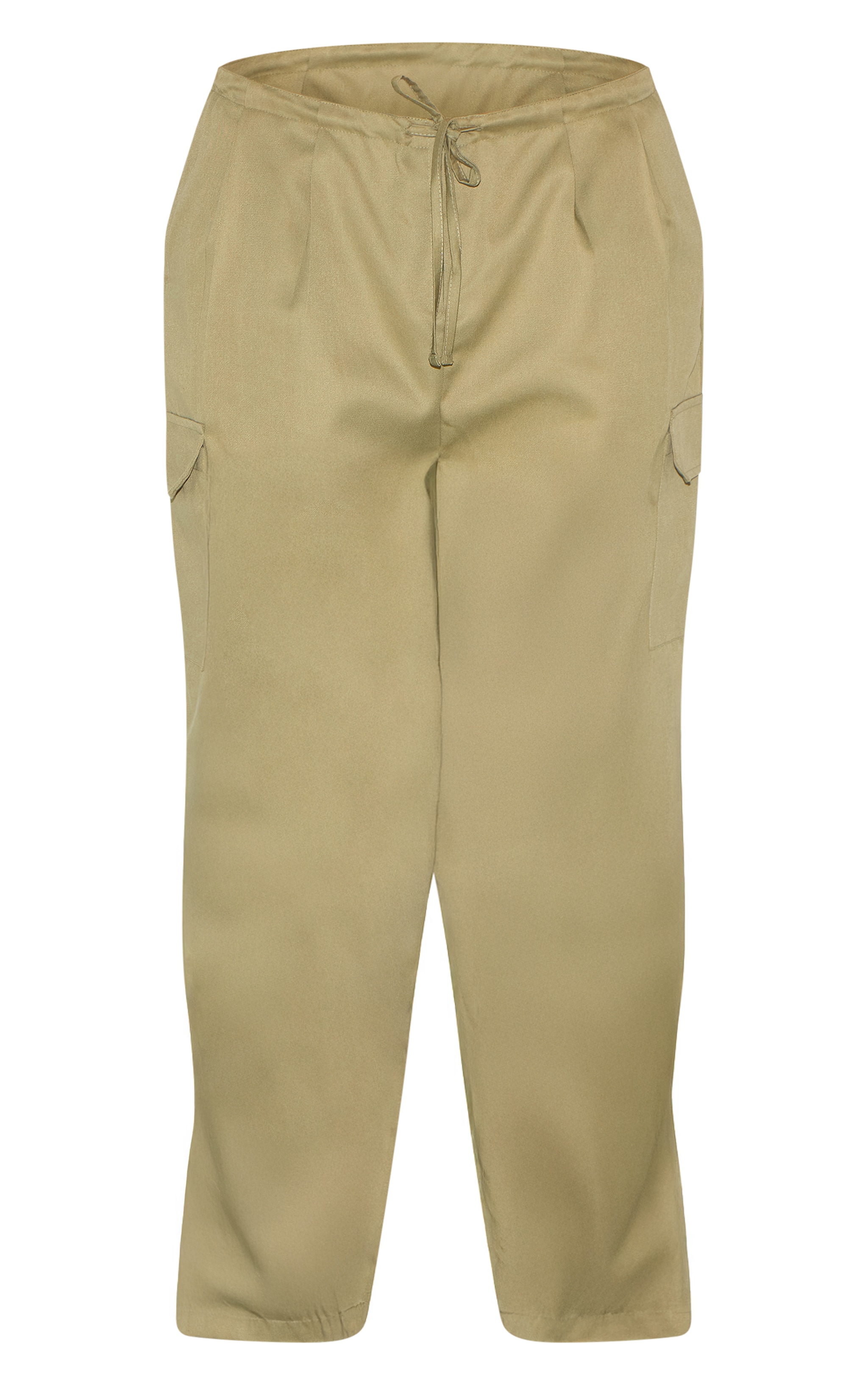 Plus Khaki Tie Waist Cargo Pant image 5