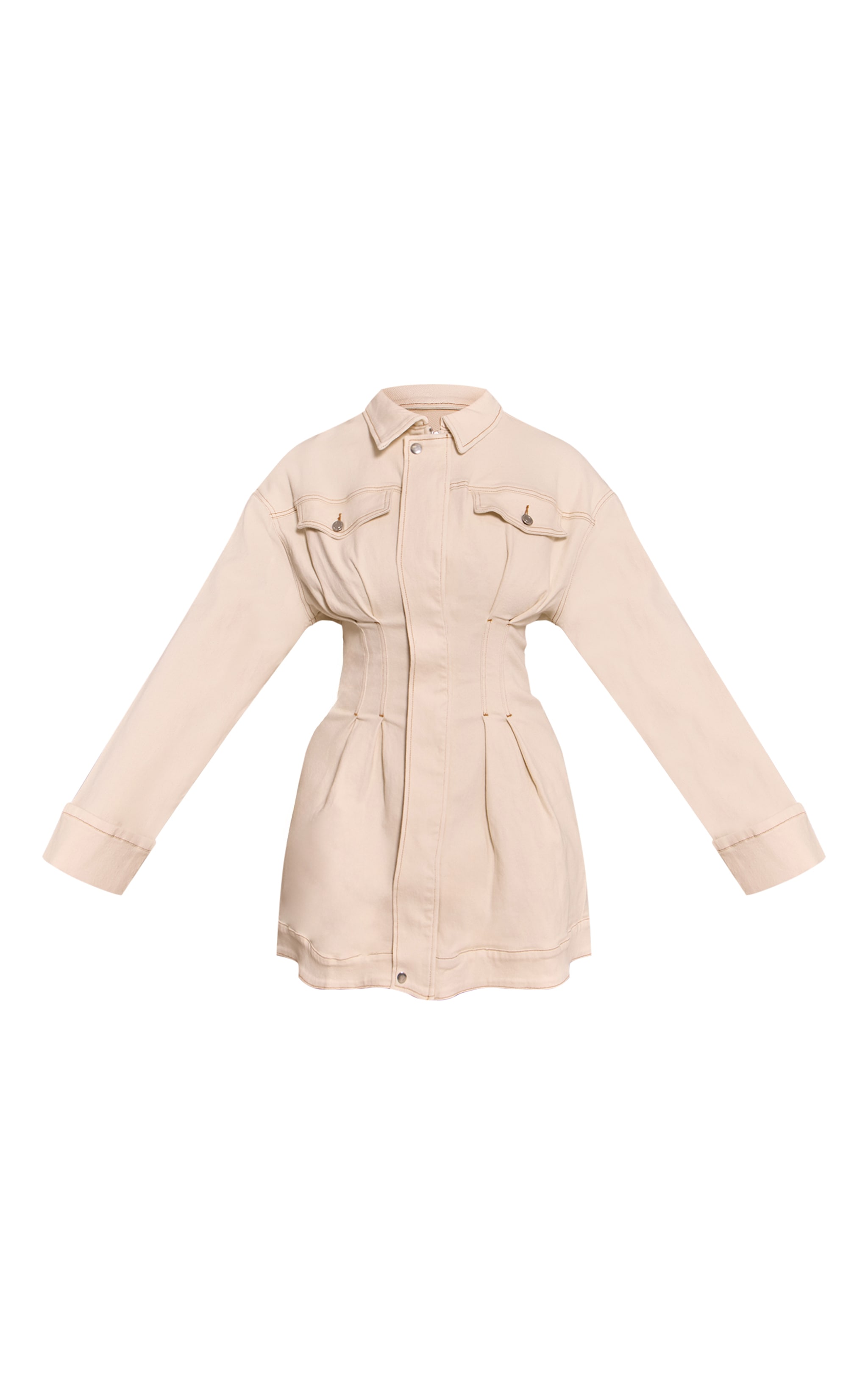 Shape Ecru Stretch Denim Cinched Waist Mini Dress image 5