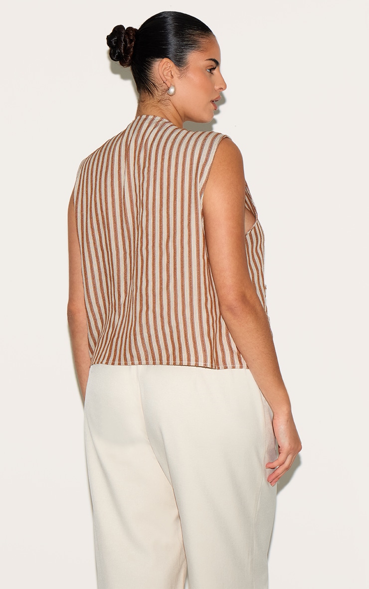 Plus Stone Stripe Tie Front Waistcoat image 2