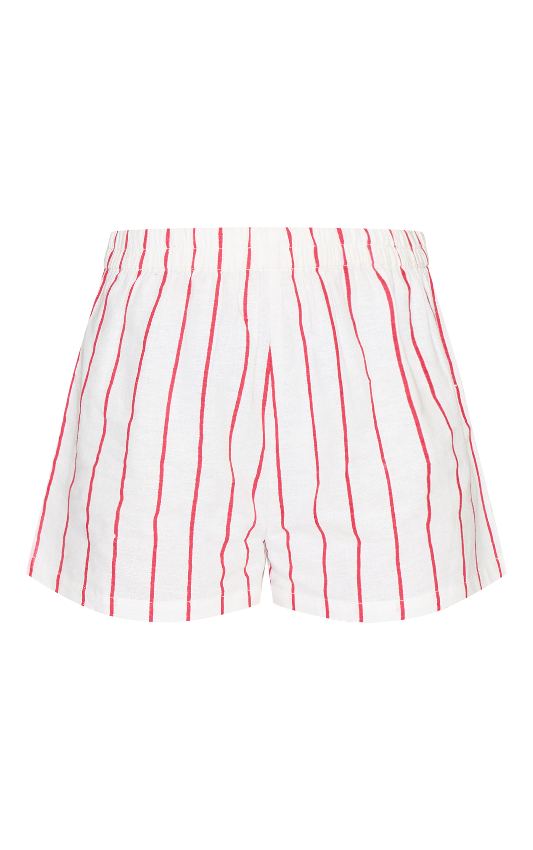 Red Pinstripe Elasticated Floaty Shorts image 6