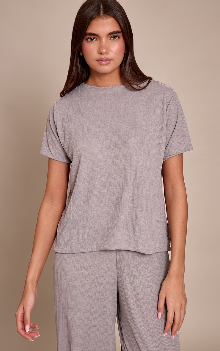 Grey Sheer Textured Flowy Vest Top image 1