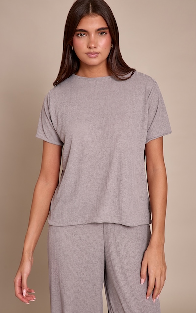 Grey Sheer Textured Flowy T-shirt
