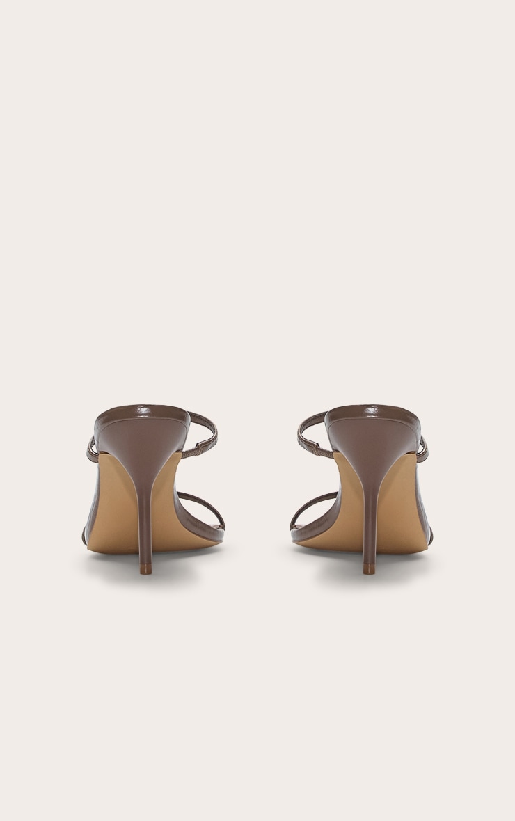 Mushroom Wide Fit Pu Round Toe Strappy Stiletto Heeled Mules image 3