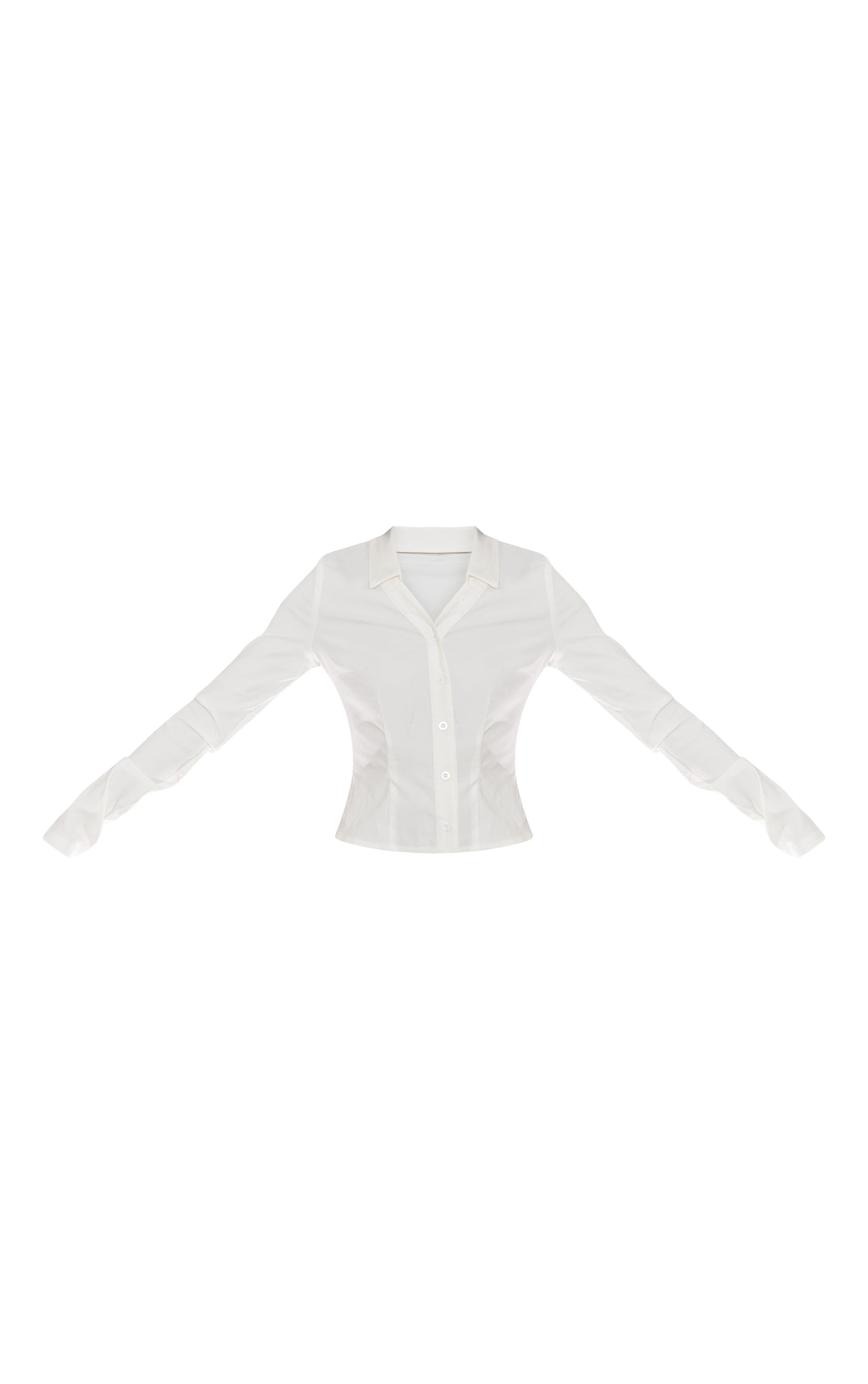 White Woven Long Sleeve Cargo Shirt image 5