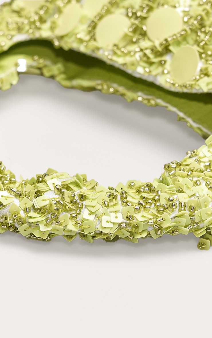 Lime Jeweled Sequin Shoulder Bag image 5