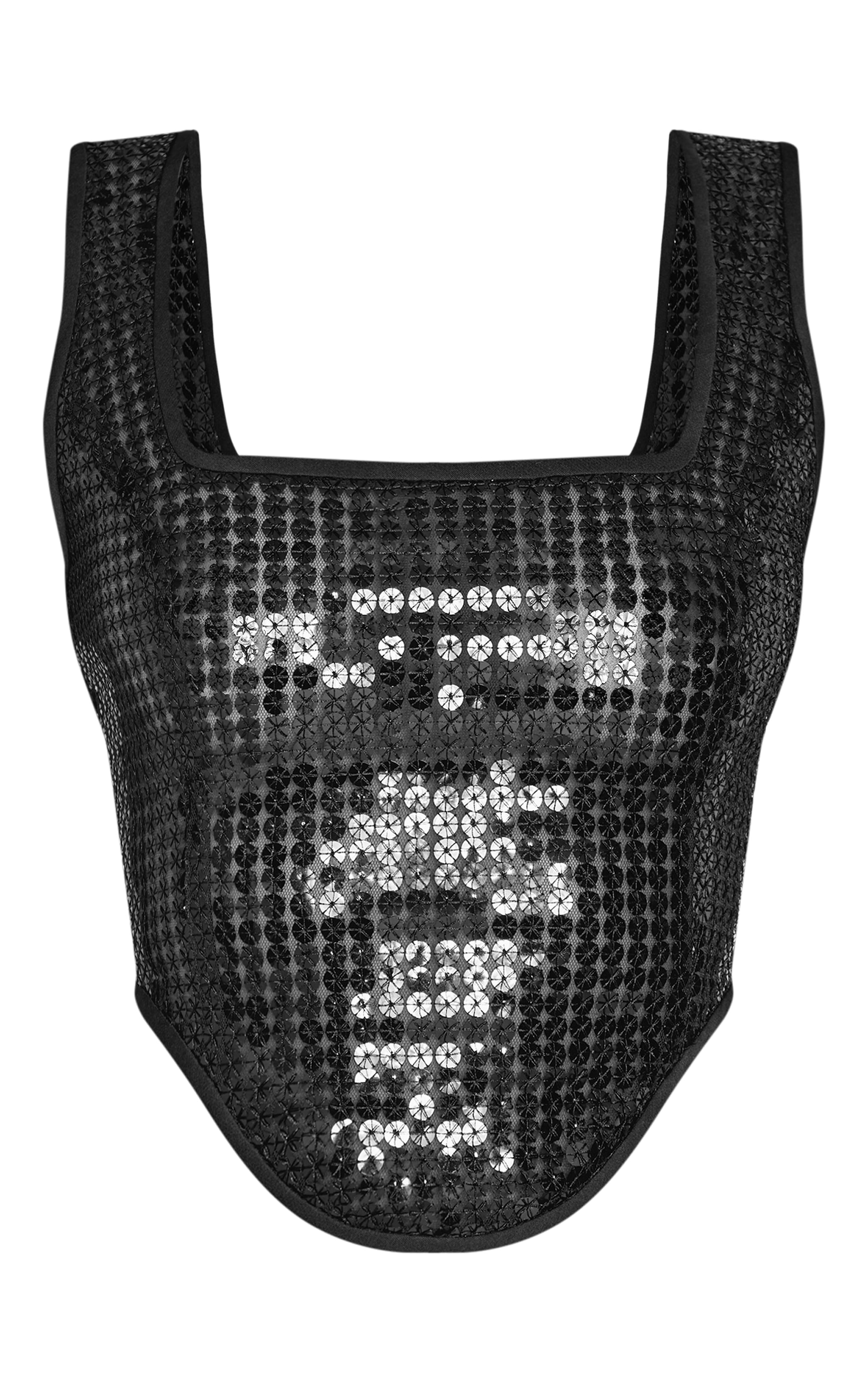 Black Chain Sequin Corset Top image 5