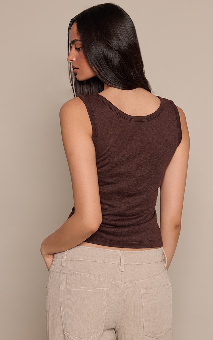 Dark Chocolate  Marl Slub Jersey Scoop Neck Vest Top  image 2