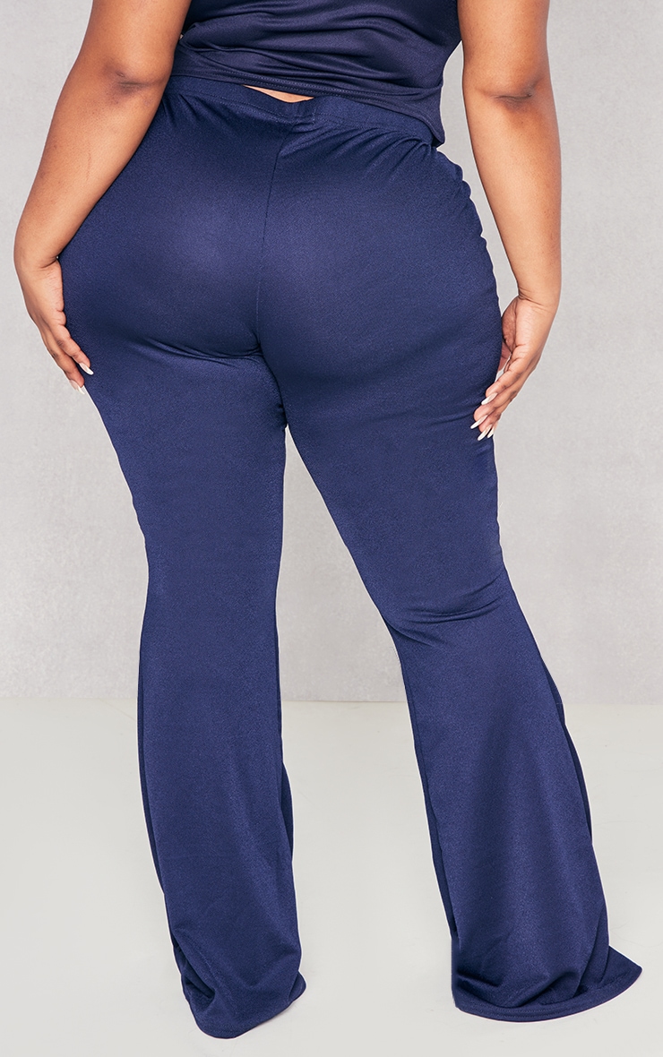 Plus Pantalon flare bleu marine taille haute image 3