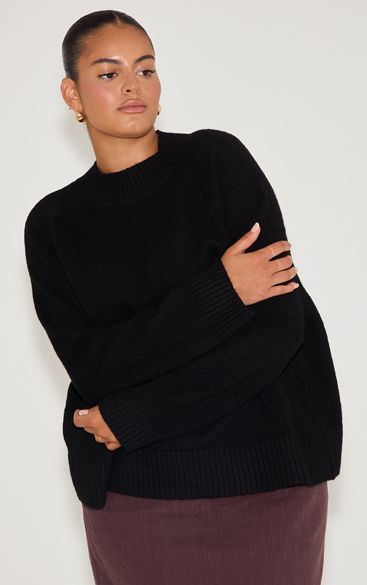 Plus Black Turtleneck Knit Jumper image 4