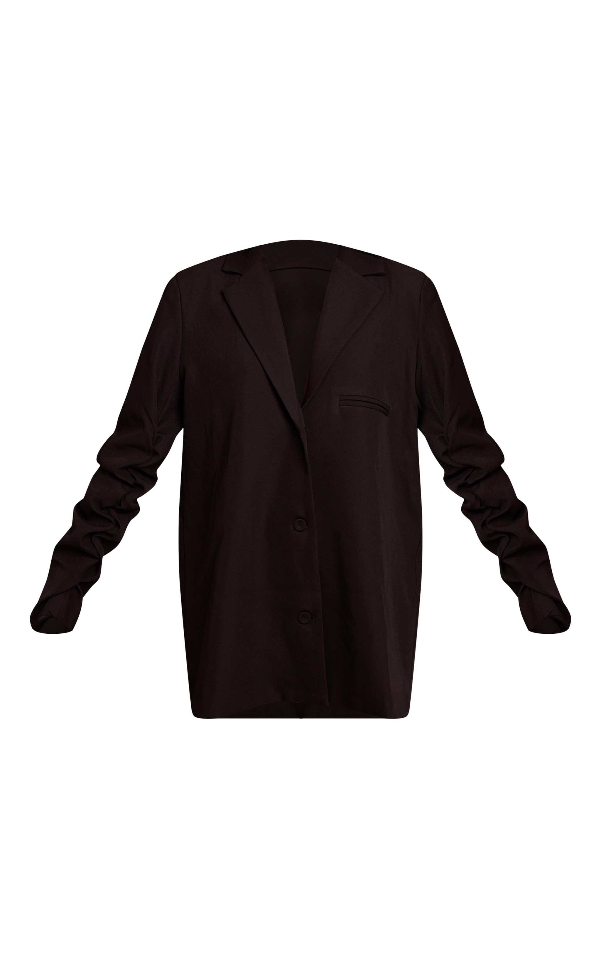 Black Tailored Woven Ruched Sleeve Blazer Dress image 5