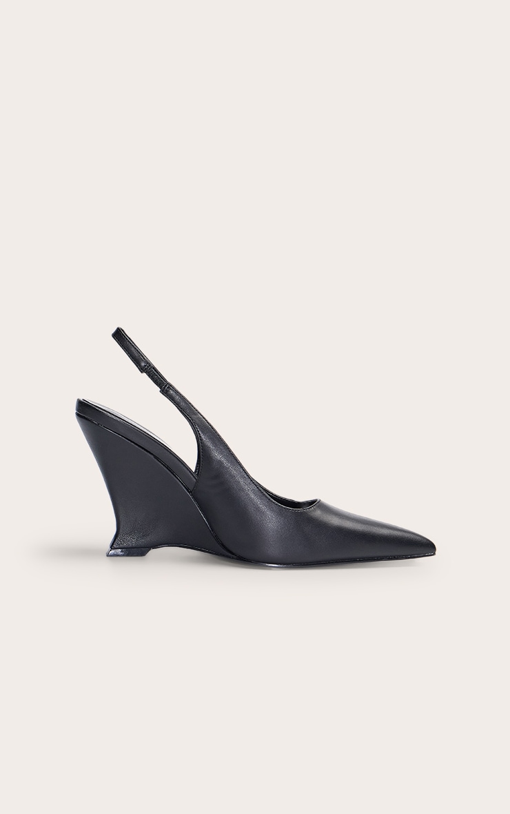 Mules compensées noires à bride derrière image 2