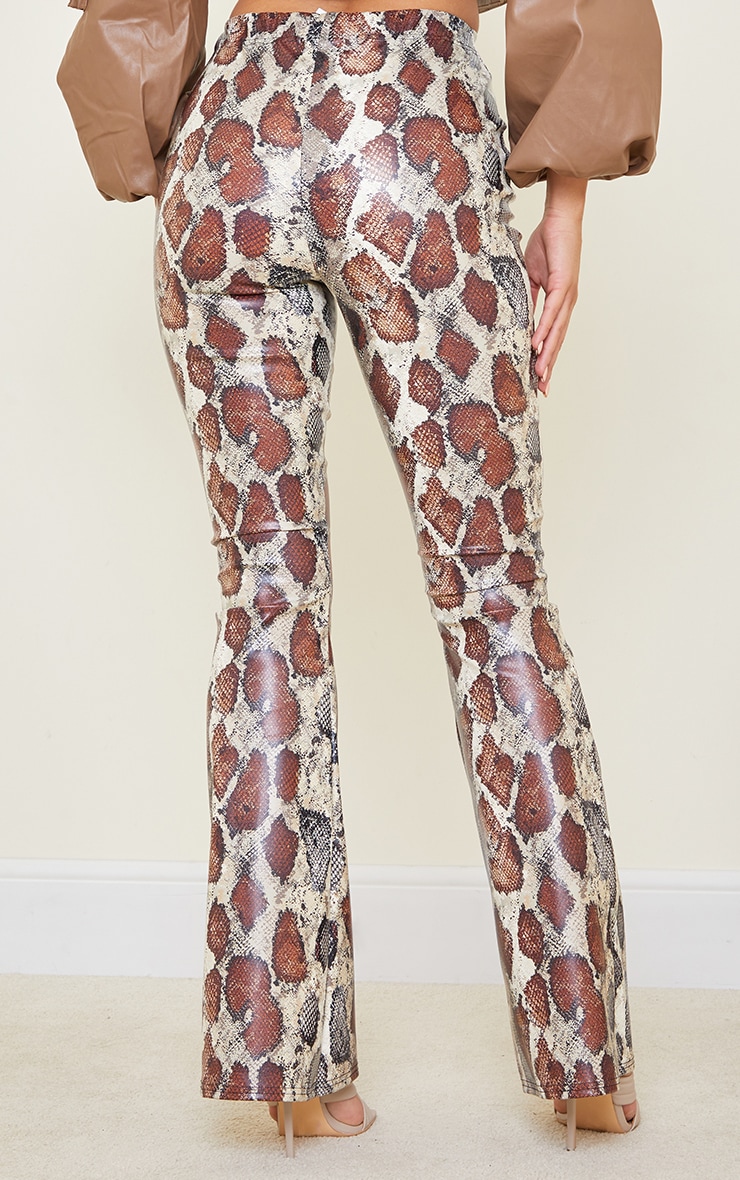 snake print flared trousers