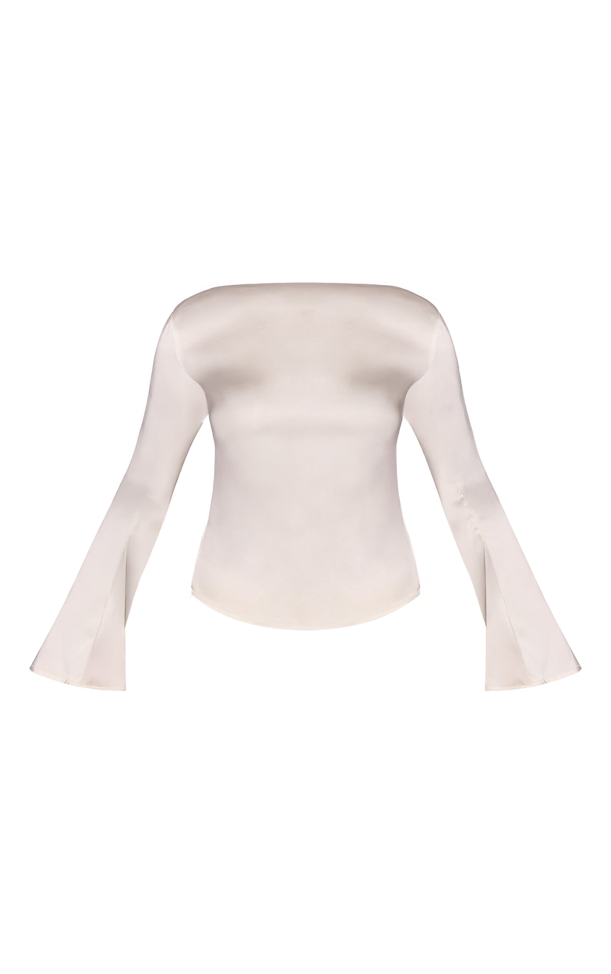 Cream Satin Boatneck Long Sleeve Top image 5