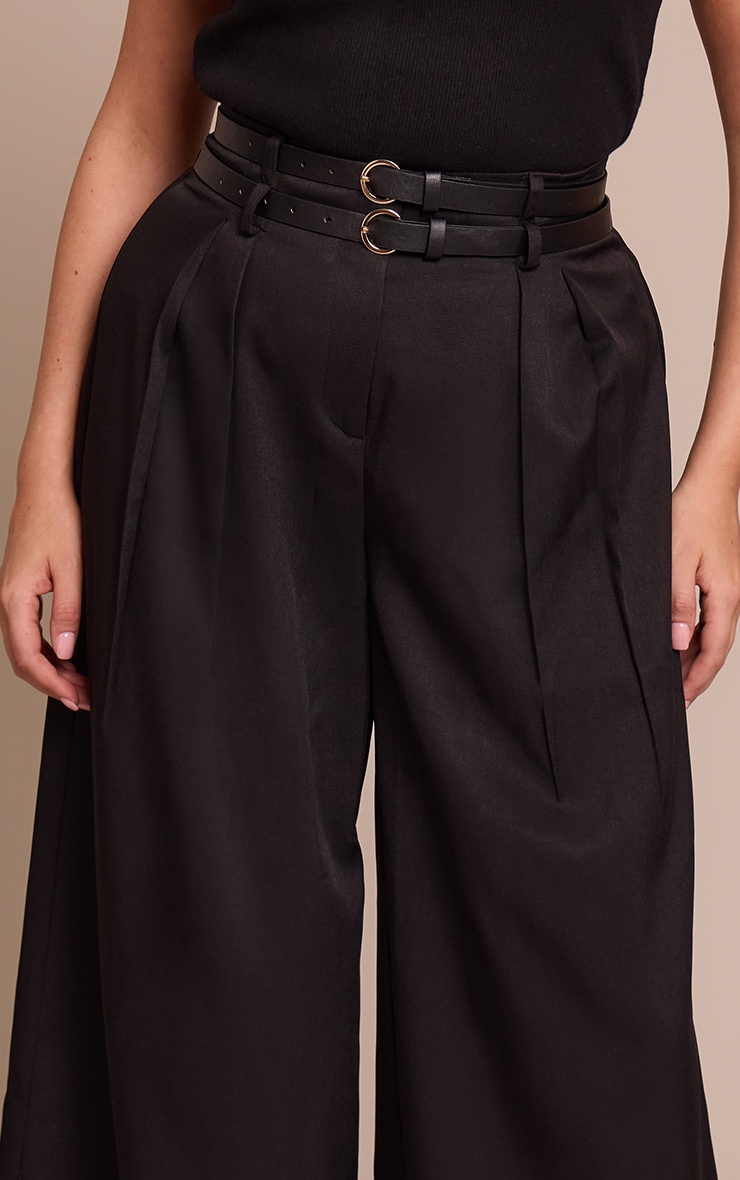 Shape Black Double Belted Tailored Wide Leg Pant image 4