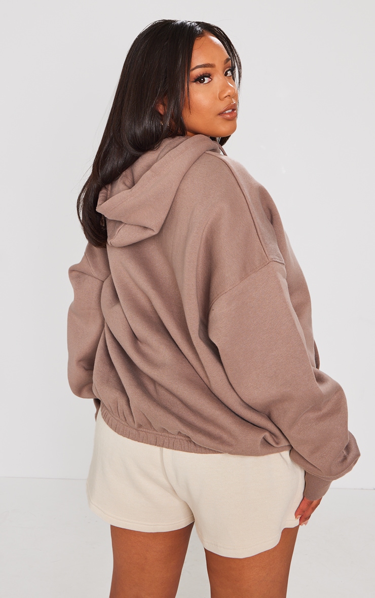 Plus Hoodie oversize marron chocolat à slogan image 2