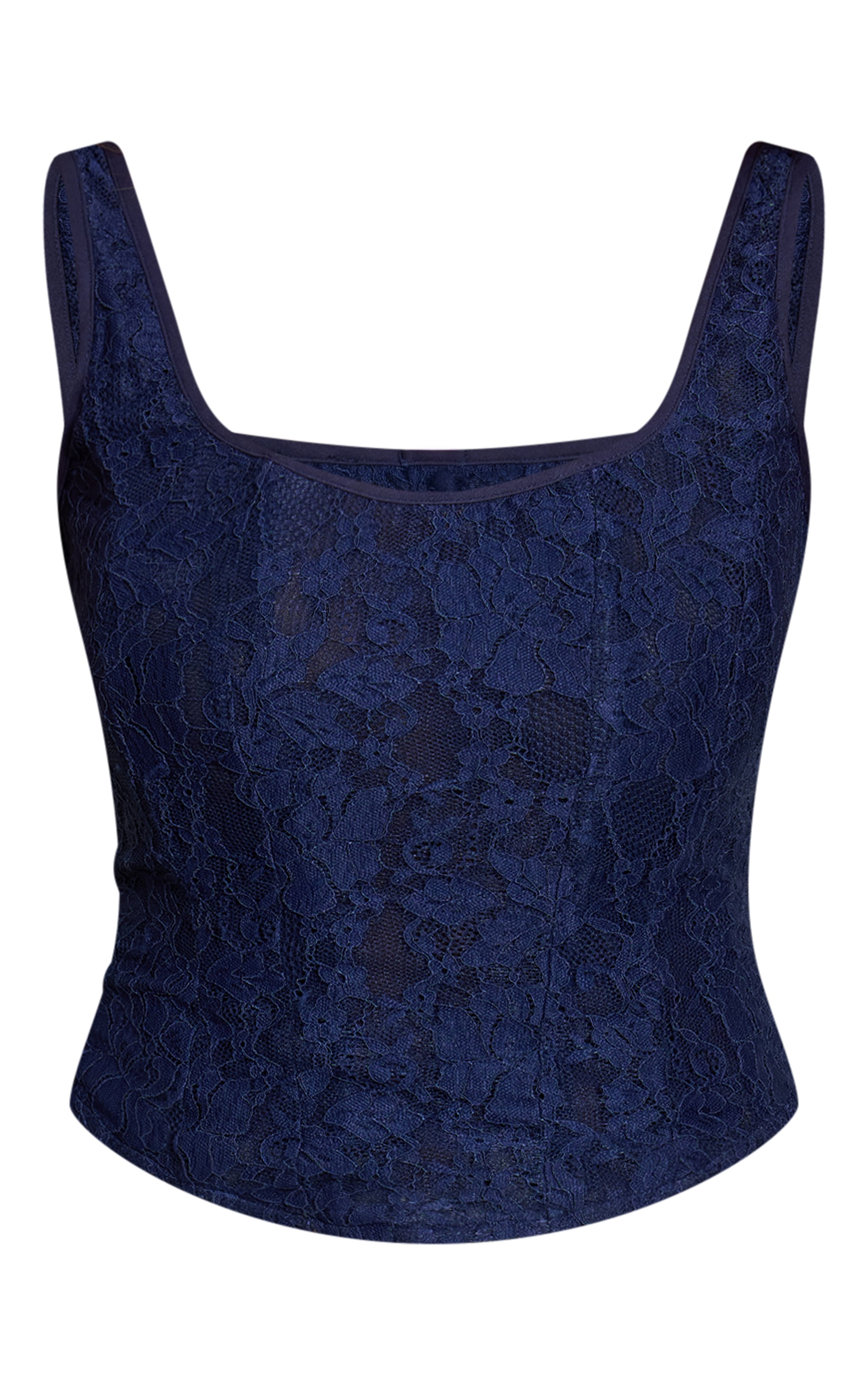 Shape Navy Lace Square Neck Longline Corset Top image 5