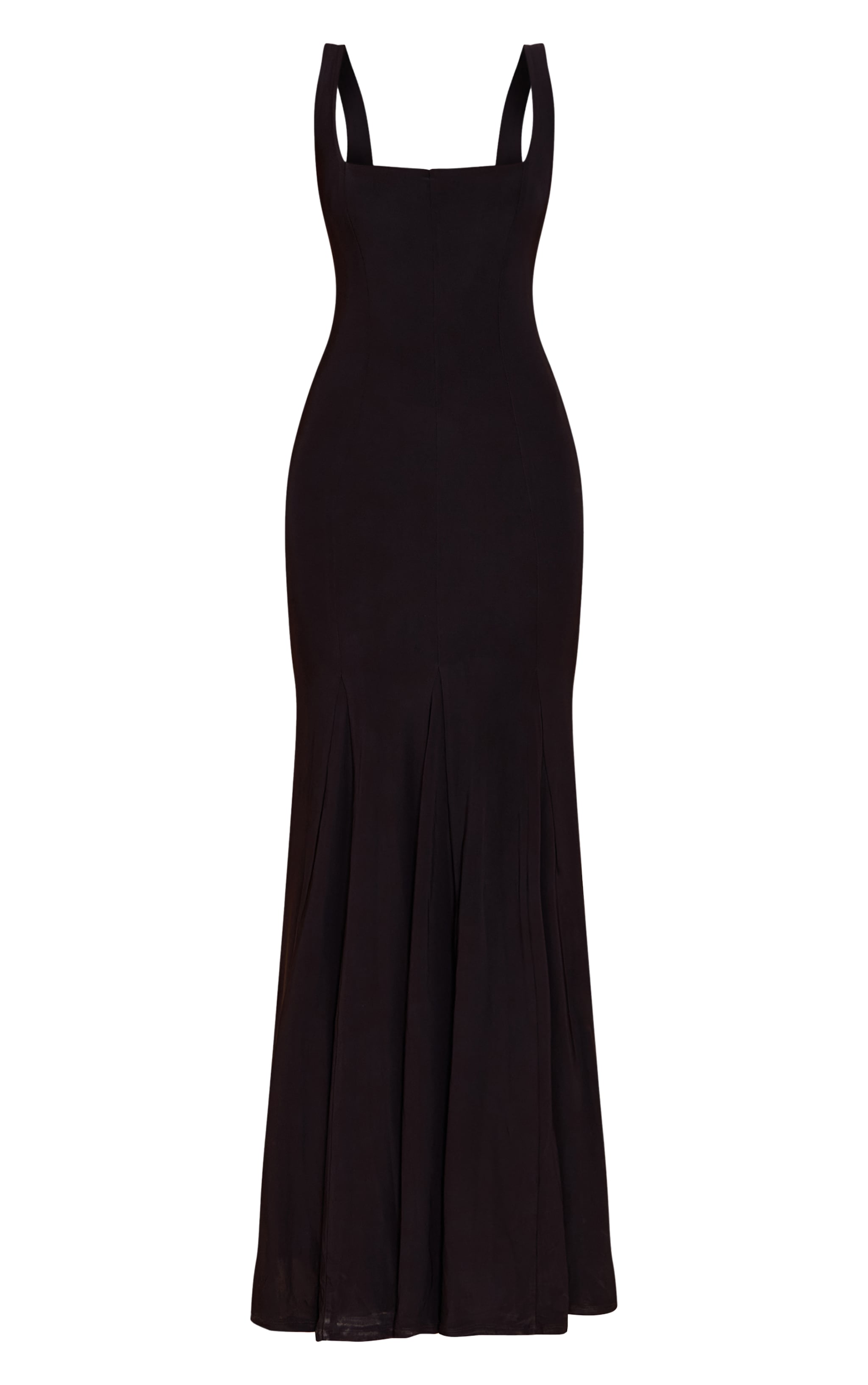 Black Double Layer Soft Touch Scoop Neck Maxi Dress image 5