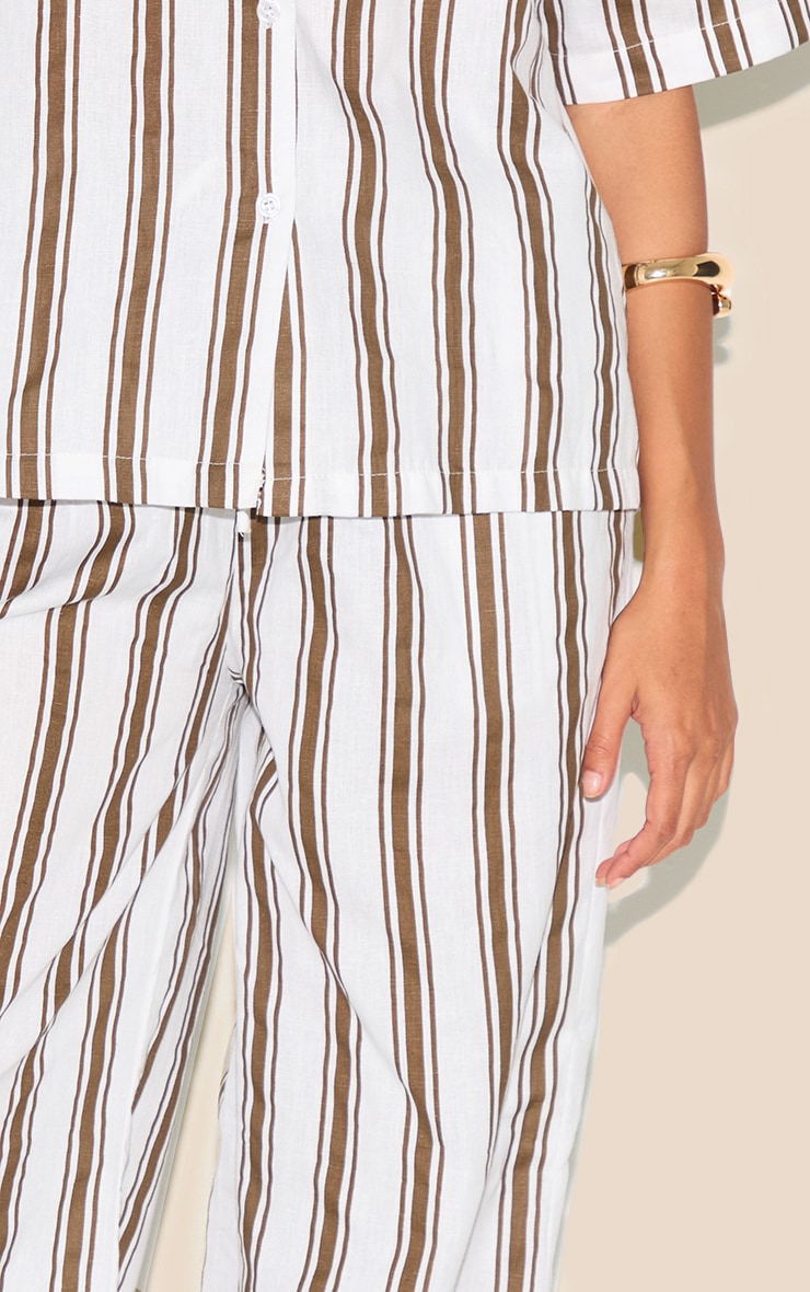 Beige Striped Wide Leg Pants image 4