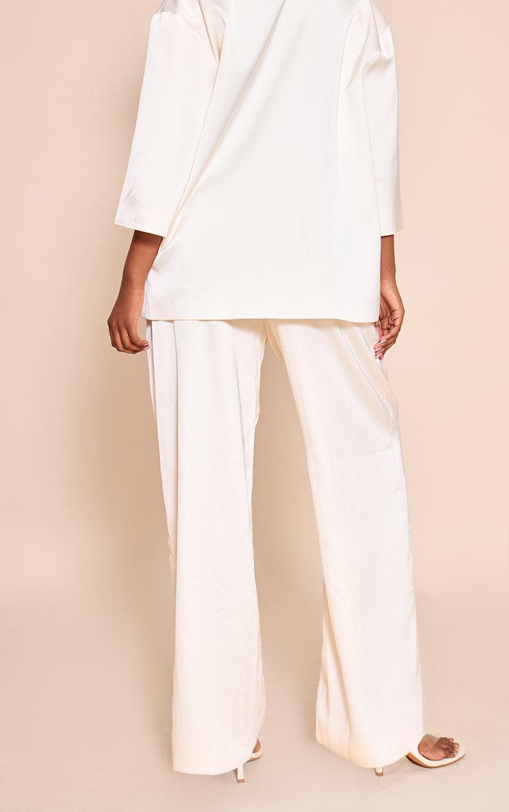 Cream Tailored Satin Wide Leg Pant image 3