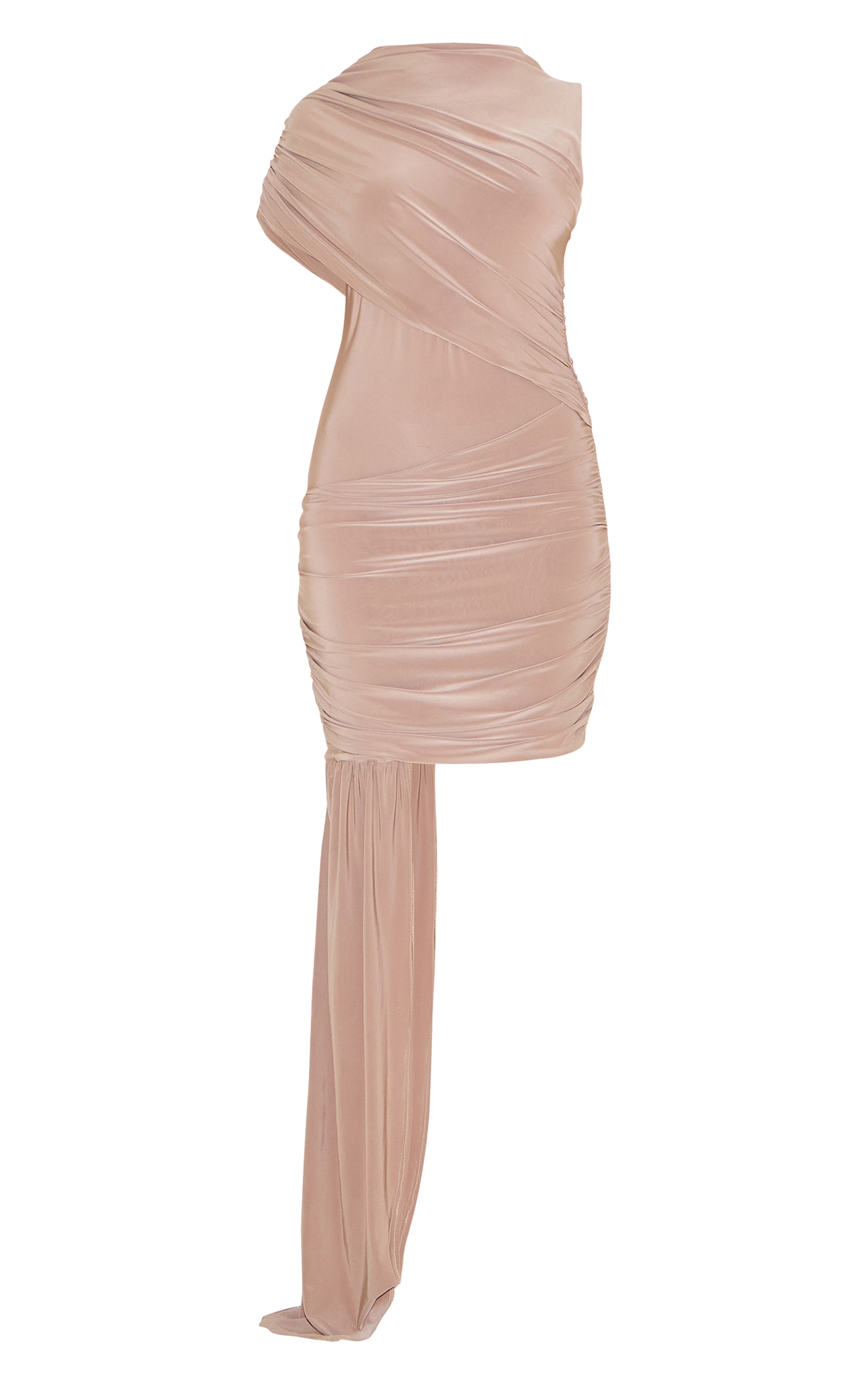 Petite Taupe Cut Out Front Asymmetric Maxi Dress image 5