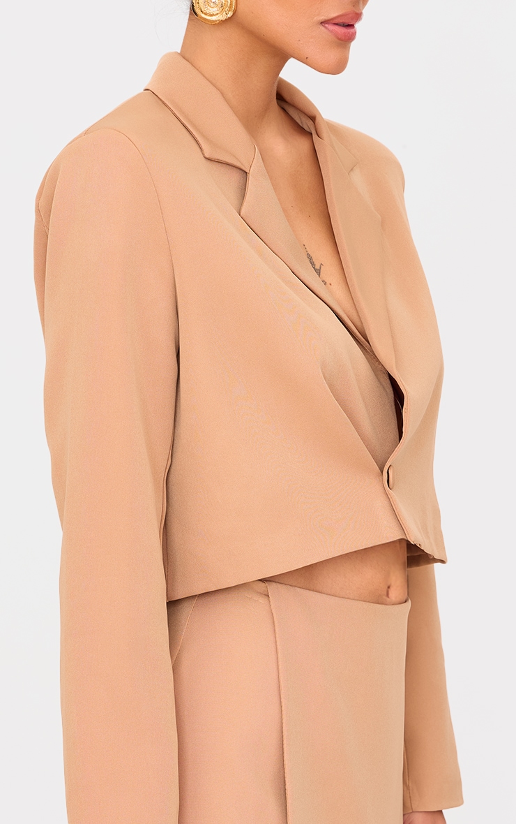 Taupe Tailored Woven Cropped Blazer image 4