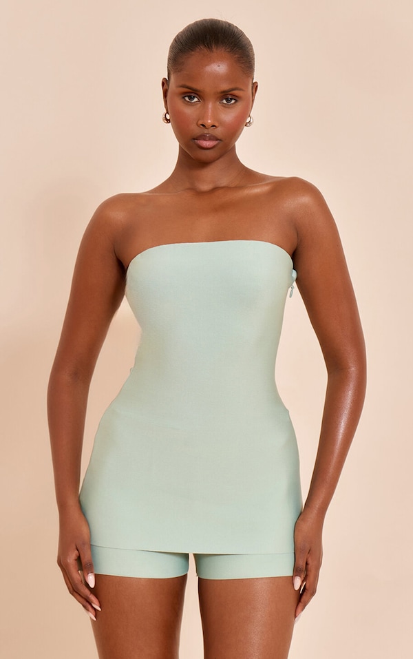Top bustier de tailleur bandage bleu-vert