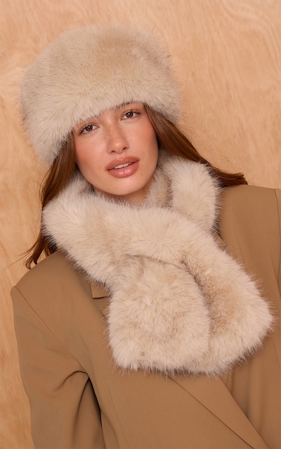 Bandeau en fausse fourrure style vison crème