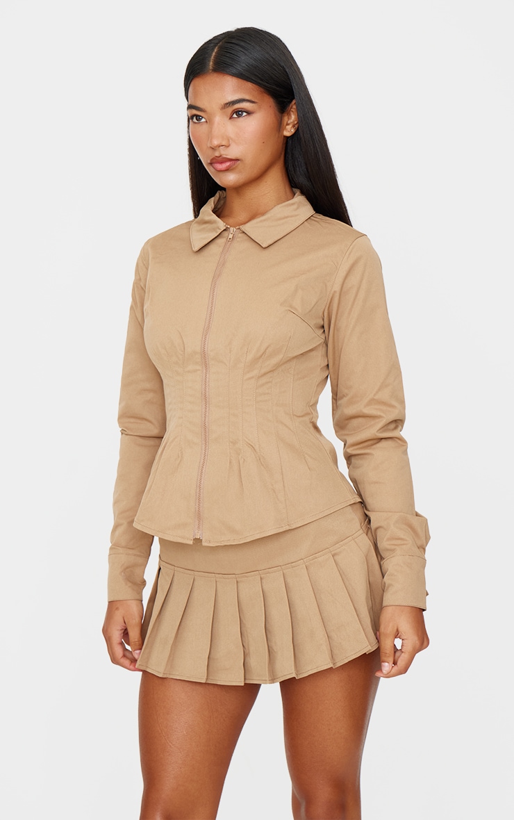Tan Pleated Micro Mini Skort | Co-ords | PrettyLittleThing USA