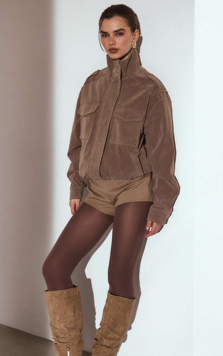 Mocha Woven Waistband Detail Hot Pants image 2