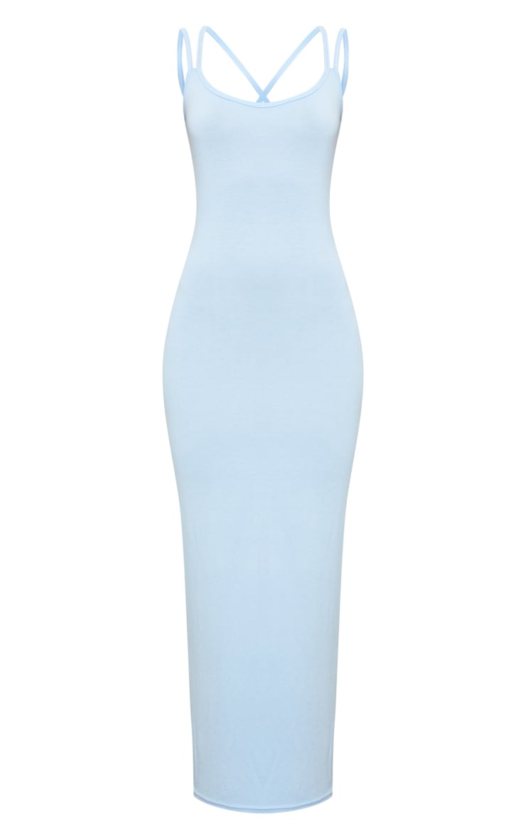 Bright Blue Jersey Strappy Back Detail Midaxi Dress image 5