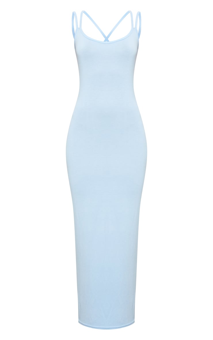  Bright Blue Jersey Strappy Back Detail Midaxi Dress image 5