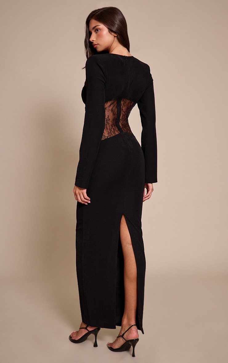 Black Lace Cut Out Detail Maxi Dress image 2