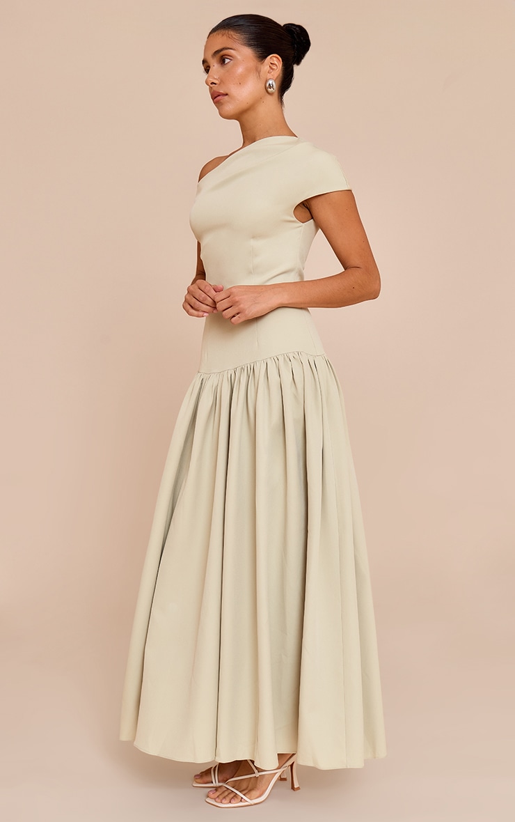 Petite Sage Tailored Asymmetrical Gathered Midaxi Dress image 3