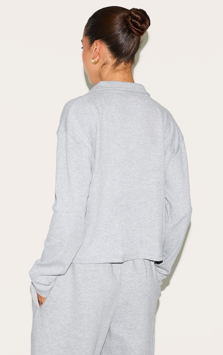 Grey Marl Cropped Boxy Collared Sweat image 2