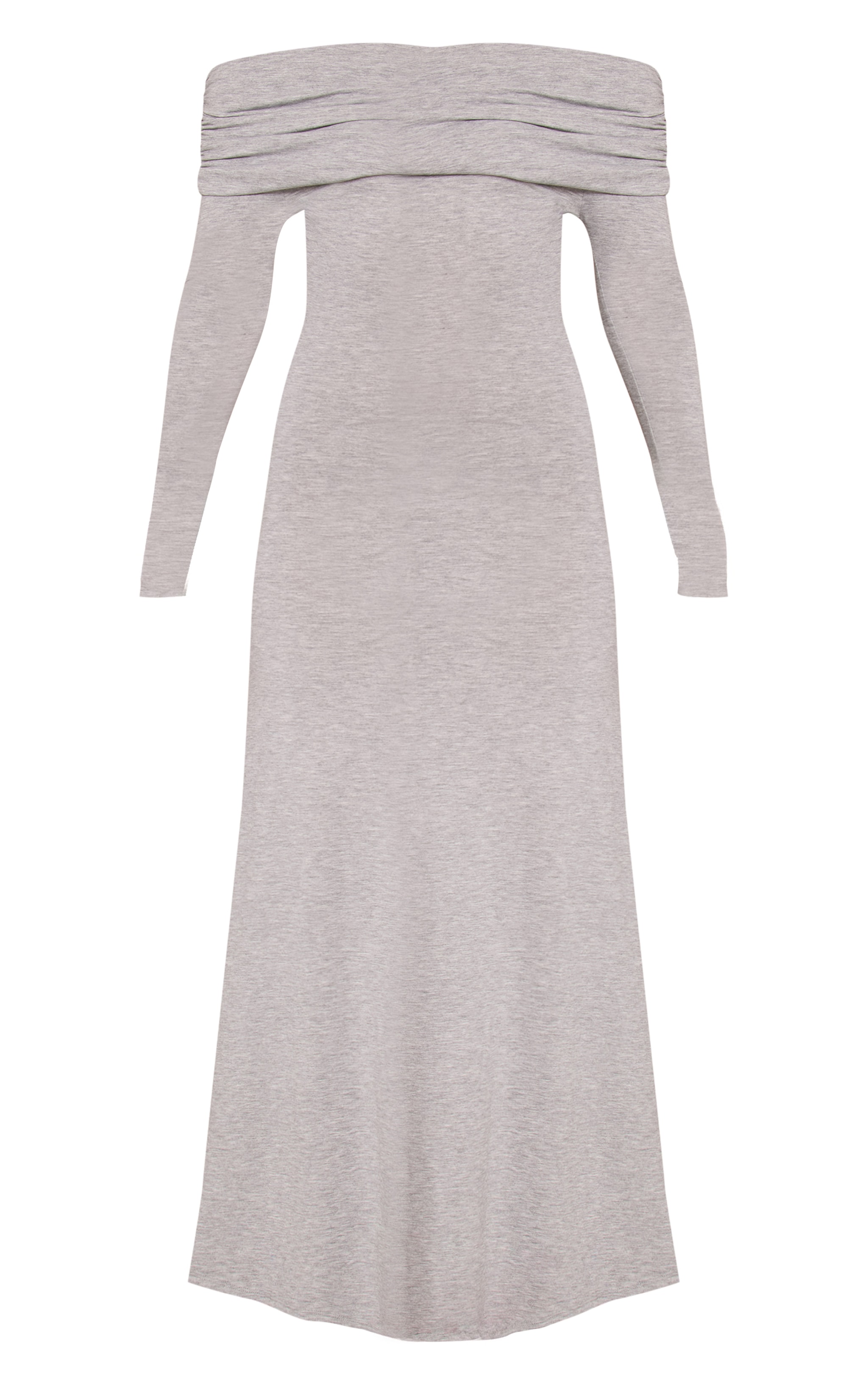 Grey Marl Jersey Fold Over Bardot Maxi Dress image 5