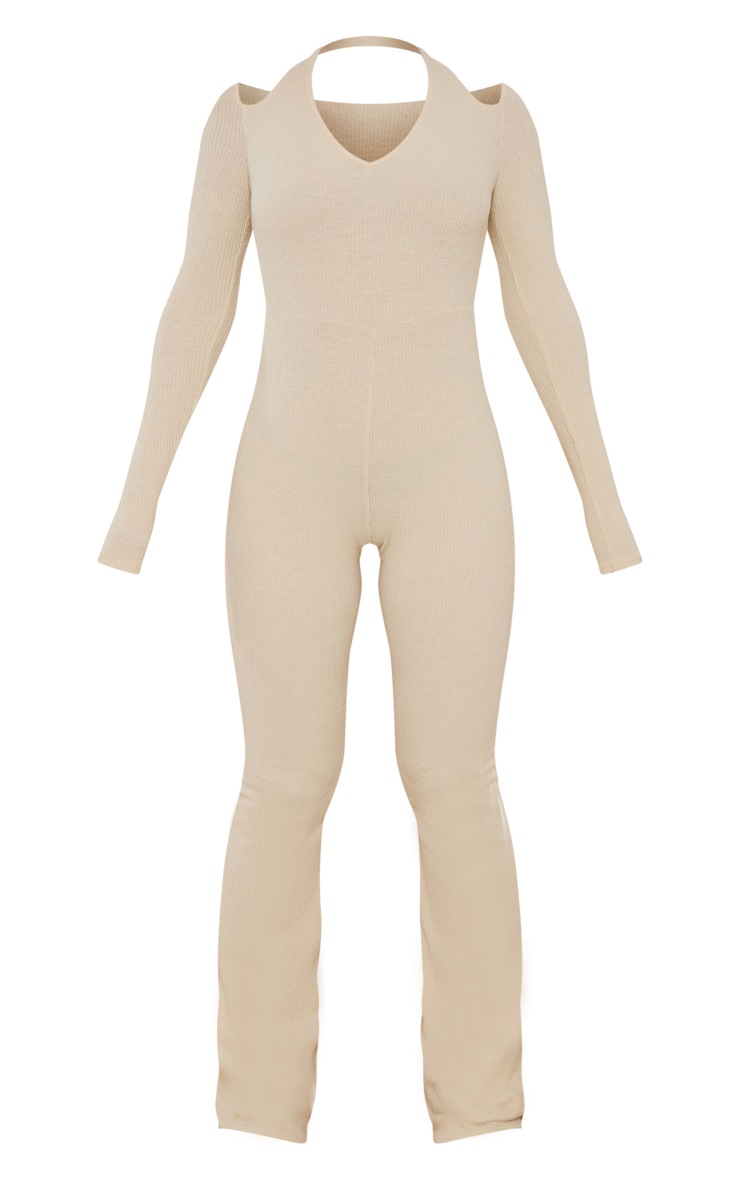 Stone Brushed Rib Low Back Halterneck Jumpsuit image 5