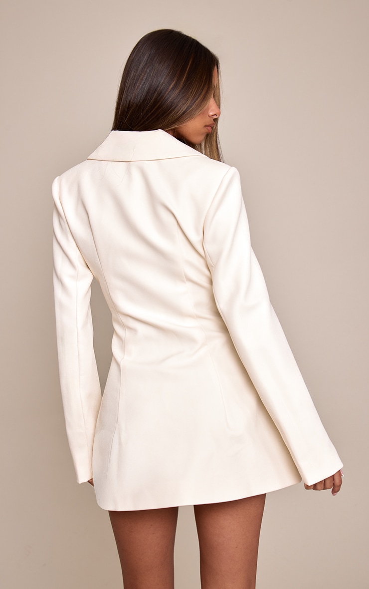 Petite Cream Button Up Blazer Dress image 2
