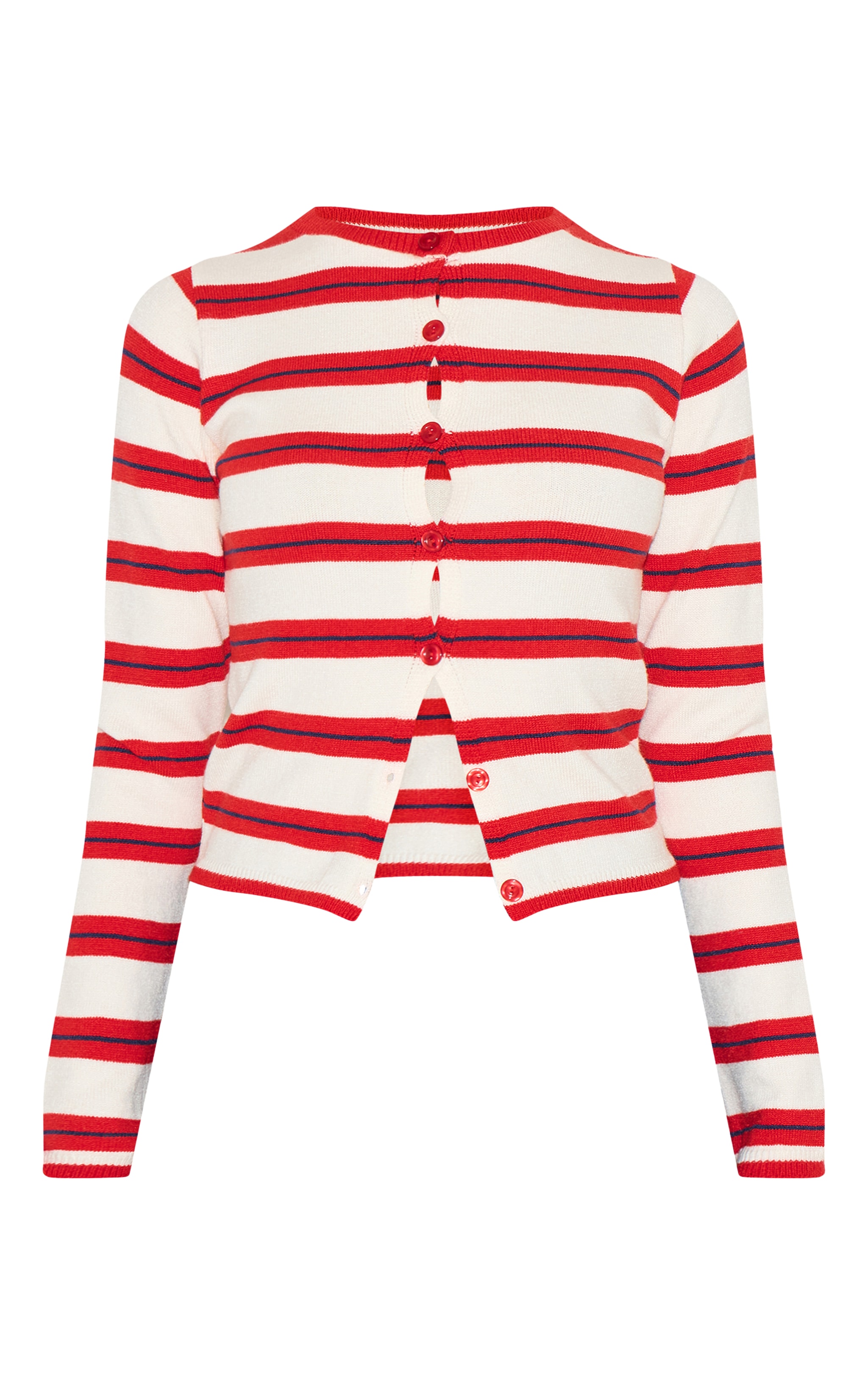 Haut Long Tricoté à Rayures Rouges, Taille Petite image 5