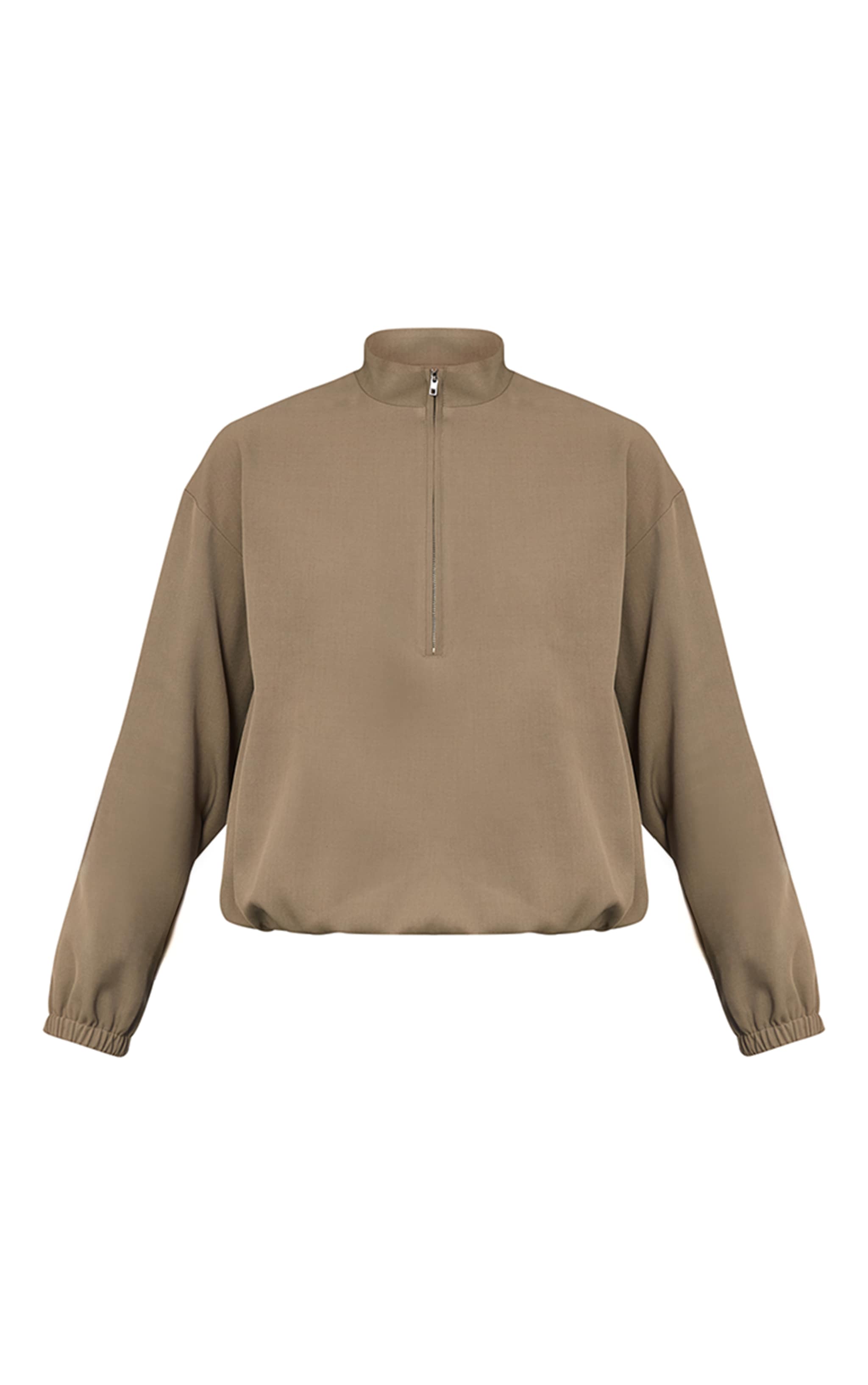 Veste tissée kaki clair à quart de zip image 6