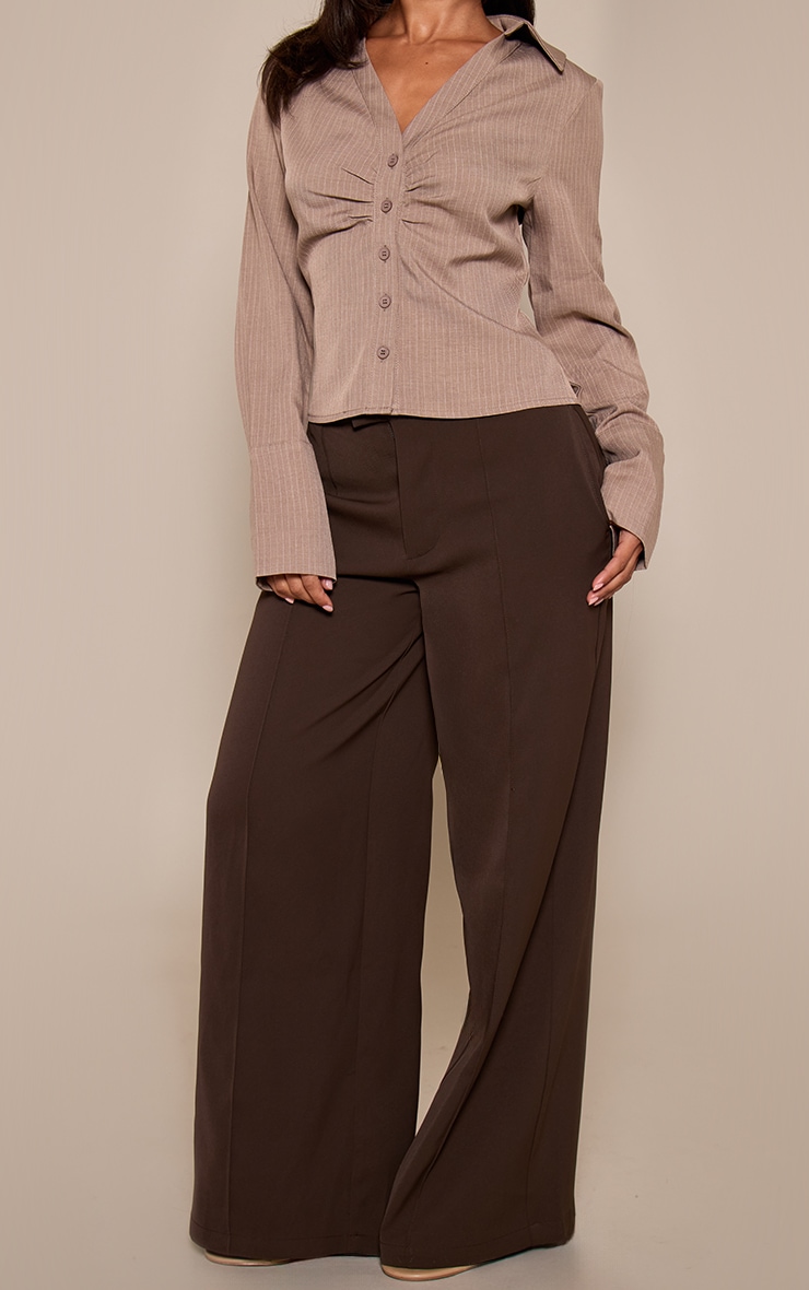 Petite Chocolate Seam Front Wide Leg Tailored Pants image 2