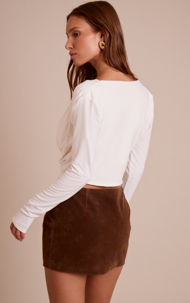 White Soft Touch Cowl Long Sleeve Top image 2