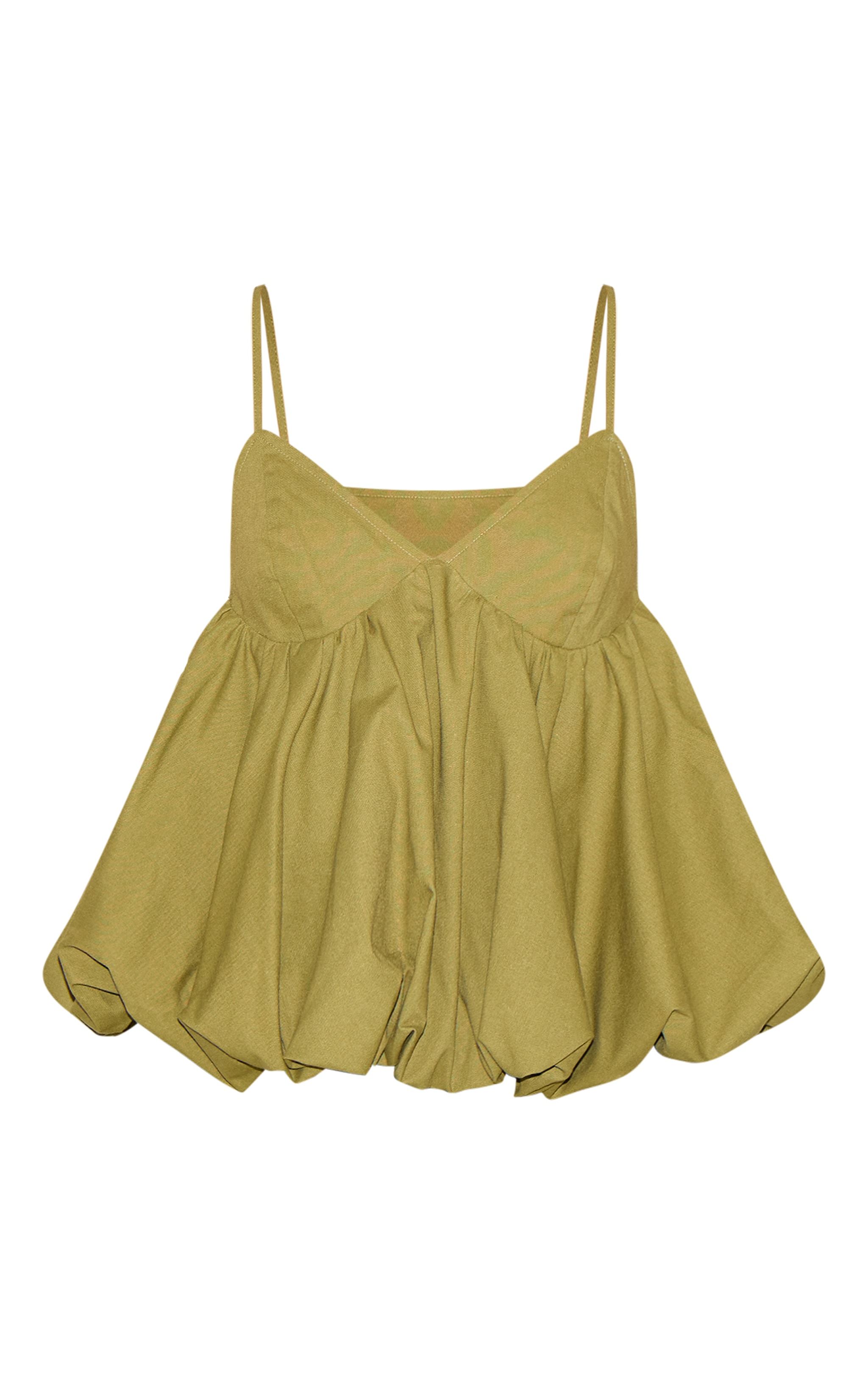 Olive Strappy Puffball Cami Top image 5