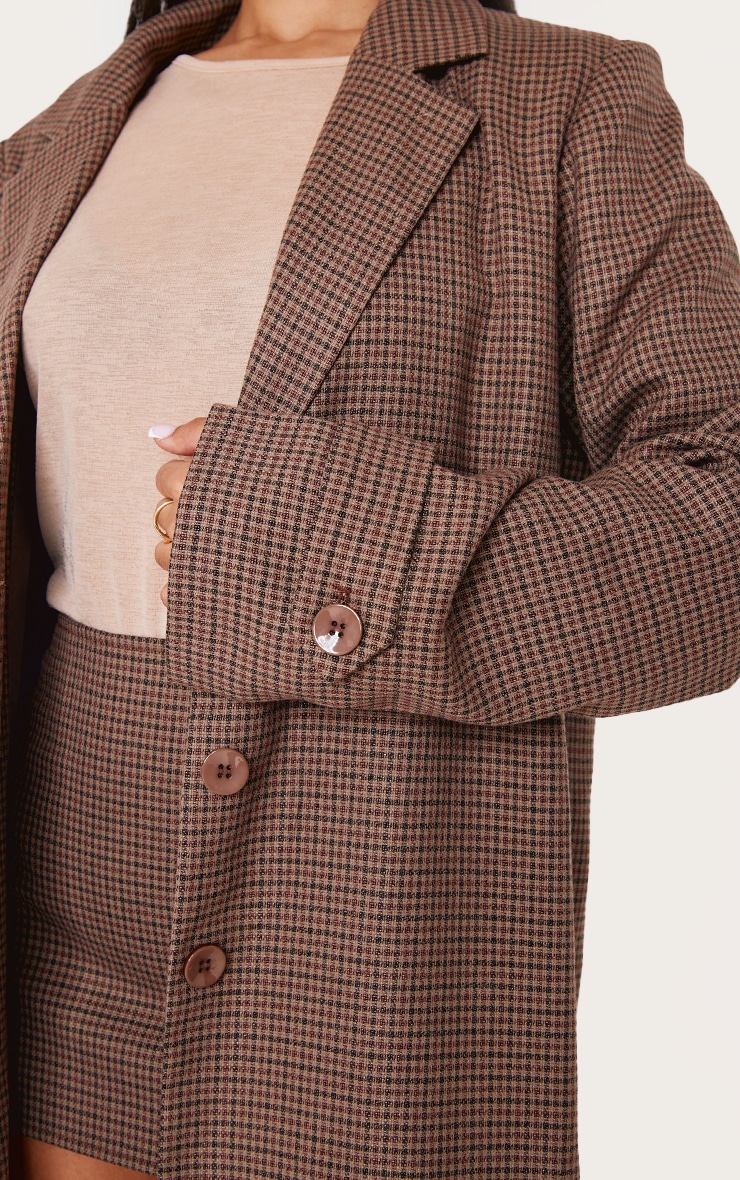Petite Multi Check Print Oversized Trench Coat image 4