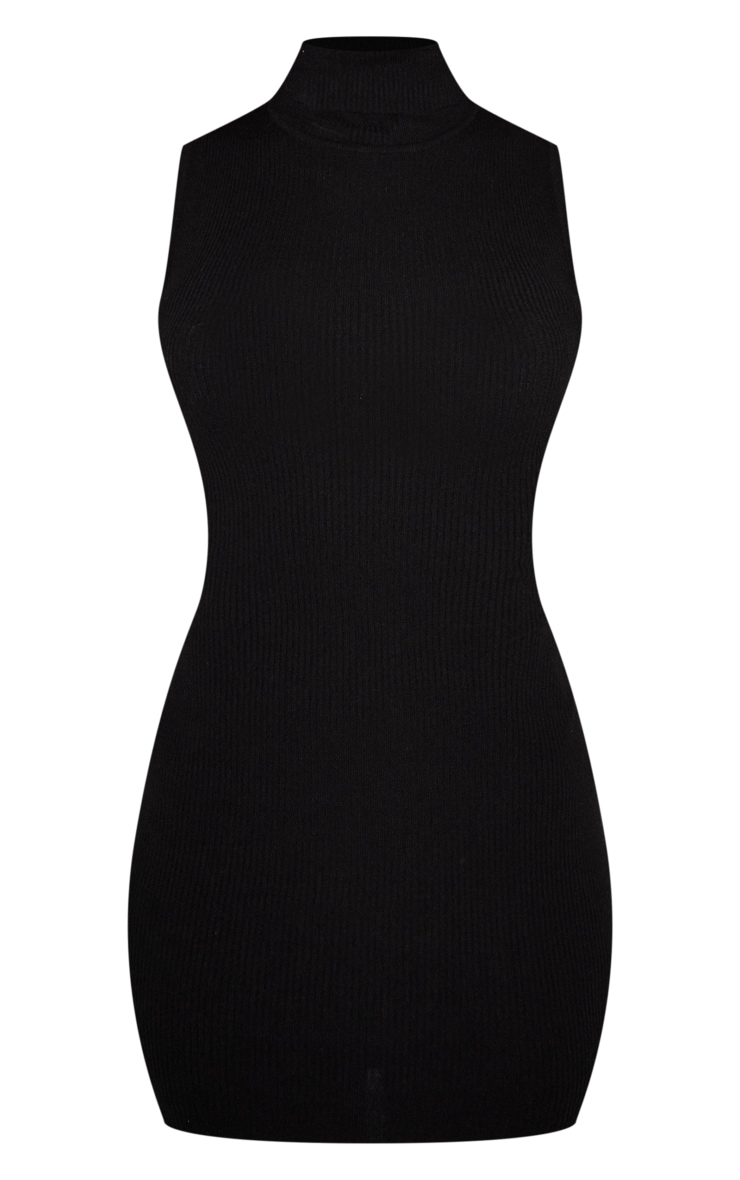 Black Roll Neck Sleeveless Mini Dress image 5