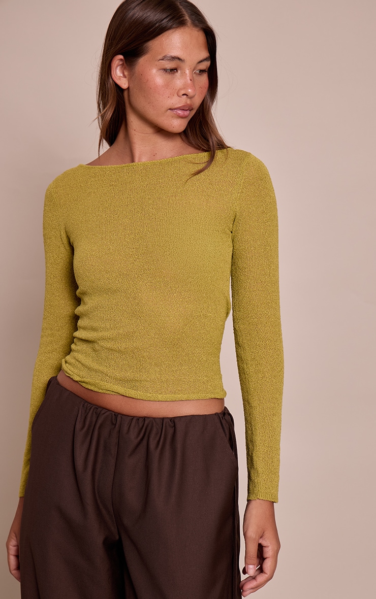 Olive Towelling Fine knit Top image 4
