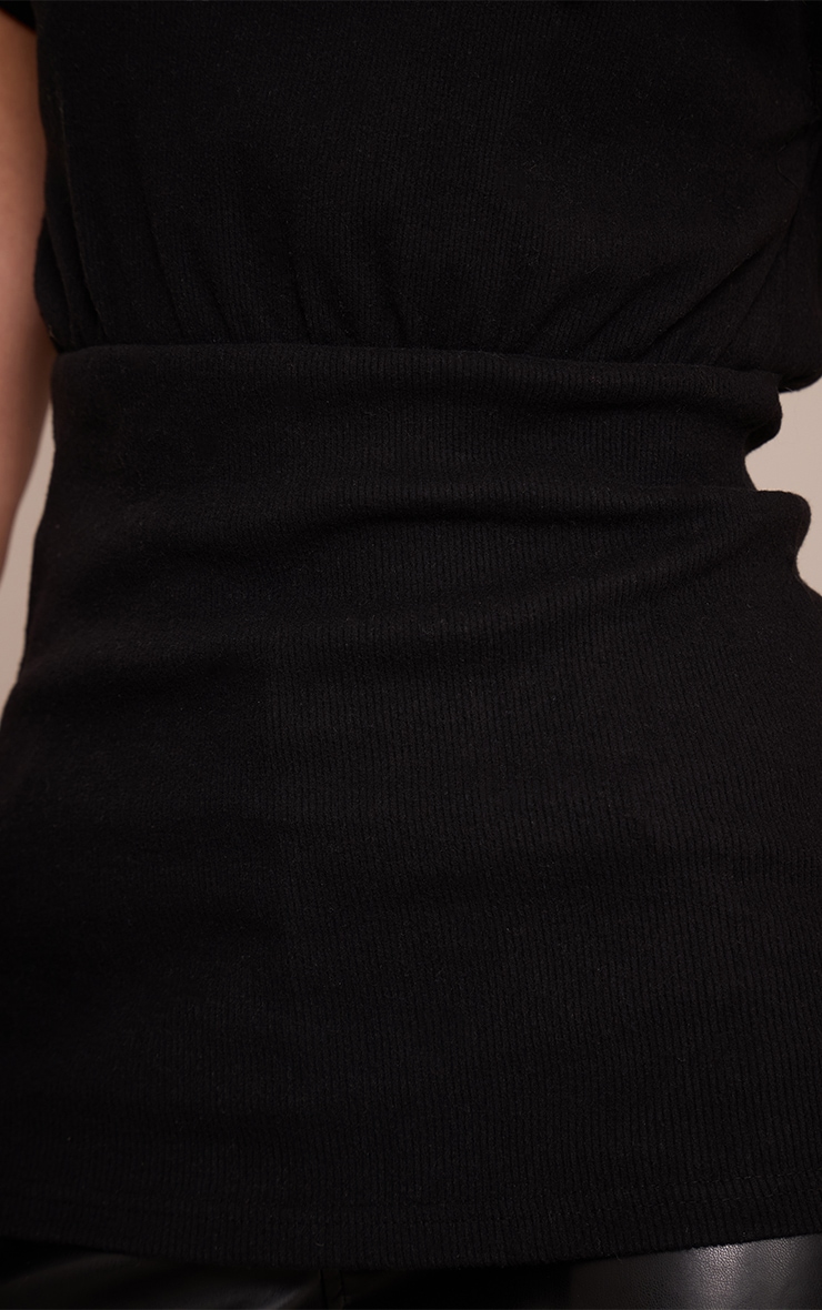 Black Brushed Rib Cap Sleeve Top image 4