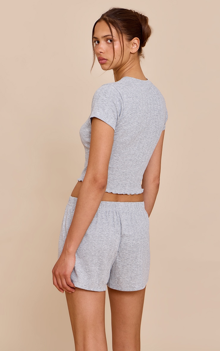 Grey Marl Pointelle Pj Top image 2