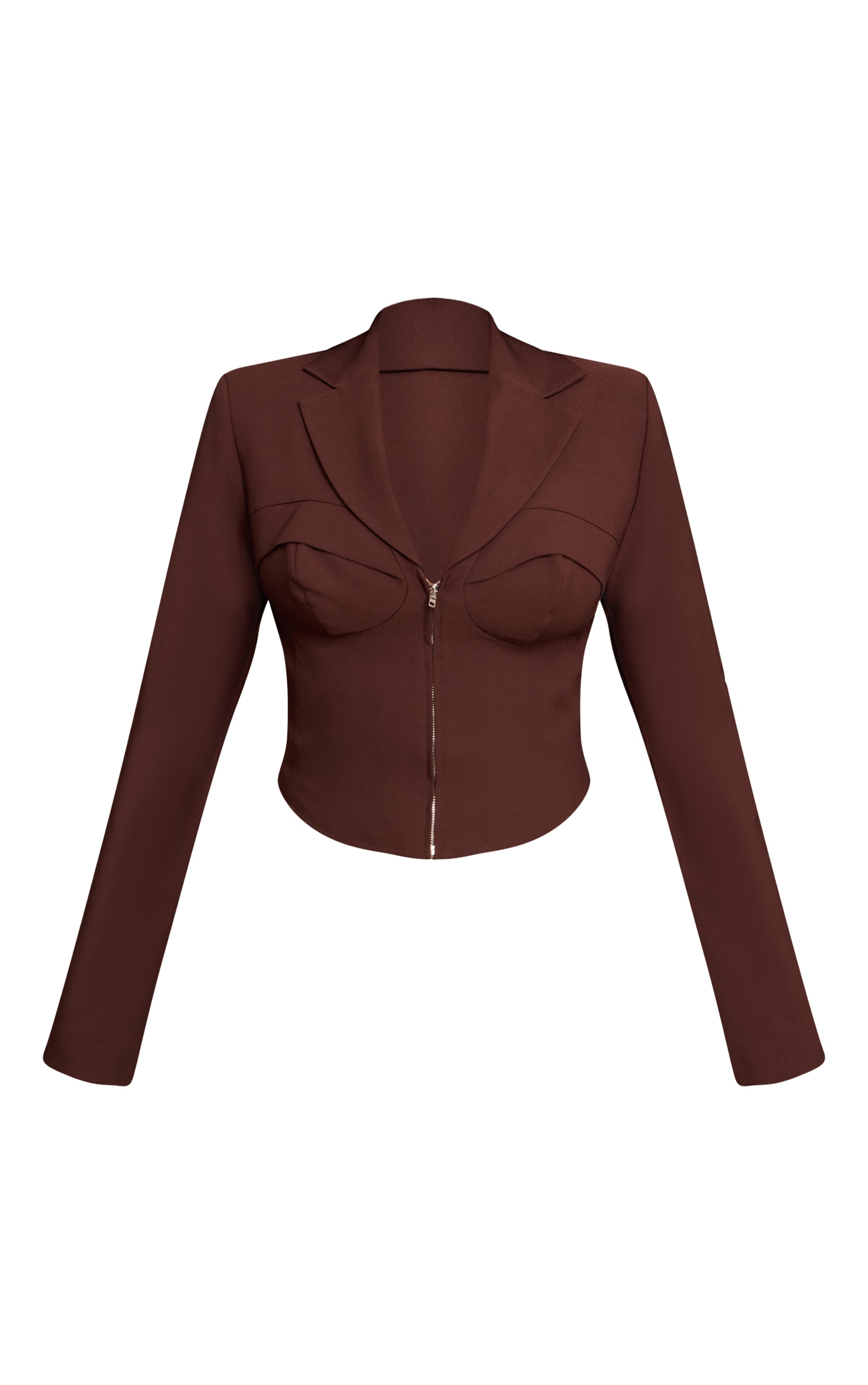 Shape Chocolate Cup Detail Corset Cropped Blazer image 5